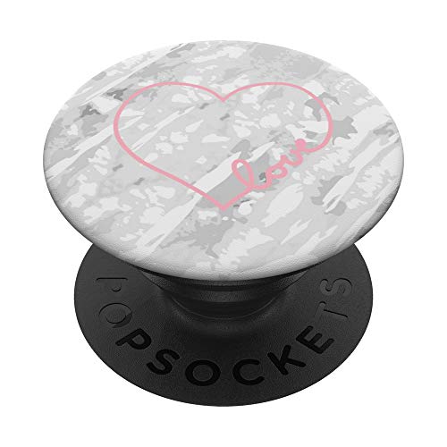 Rosa Herz Liebe Weiß PopSockets PopGrip: Ausziehbarer Sockel und Griff für Handys/Tablets mit Tauschbarem Top von CJ Grips