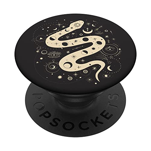 Snake Mystic Astrologie Moon Stars schwarz PopSockets mit austauschbarem PopGrip von CJ Grips