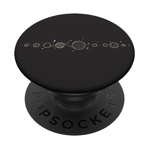 Sonnensystem Illustration Astrologie Weltraum Planeten Schwarz PopSockets Klebender PopGrip von CJ Grips