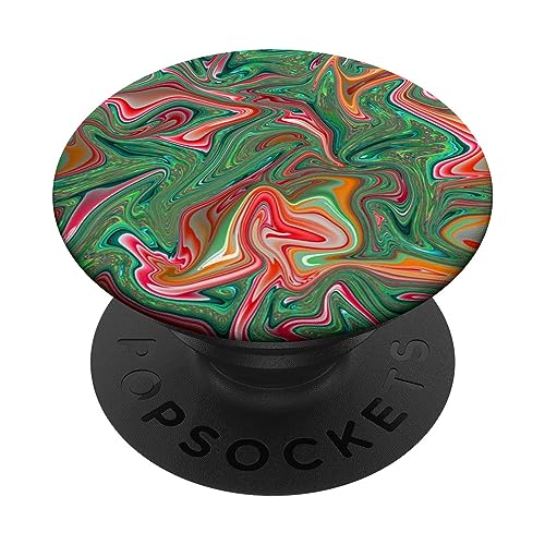 Trippy Psychedelic Hippie Grün Rot PopSockets mit austauschbarem PopGrip von CJ Grips