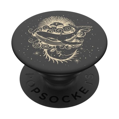 Wal Astrology Mond Sonne Grau PopSockets Klebender PopGrip von CJ Grips