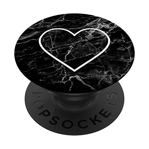 Weißes Steinherz auf Schwarz. PopSockets mit austauschbarem PopGrip Weißes Steinherz auf Schwarz. PopSockets mit austauschbarem PopGrip von CJ Grips