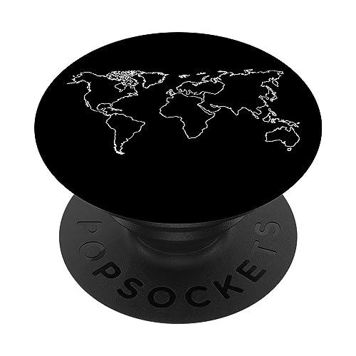 Weltkarte, dünne Linien. PopSockets mit austauschbarem PopGrip von CJ Grips