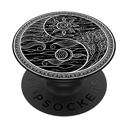 Yin Yang Tag Nacht Chakra Mond Sonne Zen Meditation PopSockets mit austauschbarem PopGrip von CJ Grips