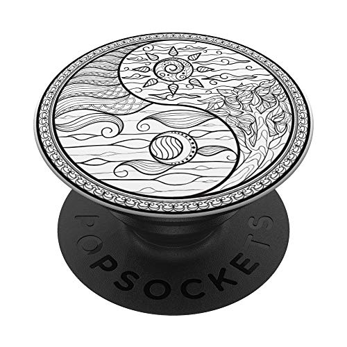 Yin Yang Tag und Nacht Weiß - PopSockets Ausziehbarer Sockel und Griff für Smartphones und Tablets von CJ Grips