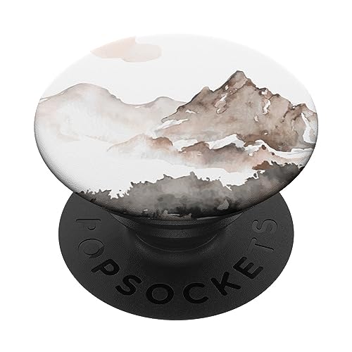 CJ Merch Aquarell Berge Landschaft PopSockets Klebender PopGrip Schwarz von CJ Merch