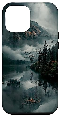 Hülle für iPhone 15 Pro Max Landschaft mit Bergen, Waldsee und Nebel von CJ Merch