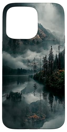 Hülle für iPhone 15 Pro Max Landschaft mit Bergen, Waldsee und Nebel von CJ Merch