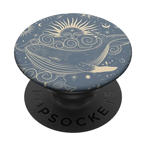 Mystische Wal Wolken Sonne Astrologie Muster Schiefer Grau PopSockets mit austauschbarem PopGrip von CJ Merch