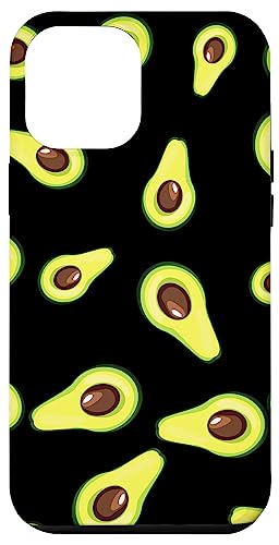 Hülle für iPhone 12 Pro Max Avocado Muster Schwarz Handyhülle von CJ Phone Cases