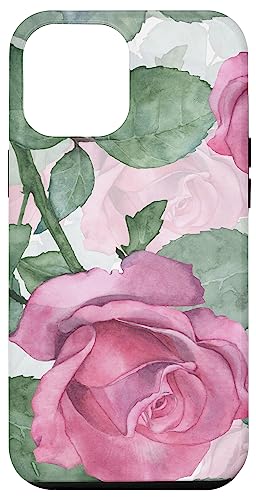 Hülle für iPhone 13 Pro Max Rosa Rose Aquarell von CJ Phone Cases