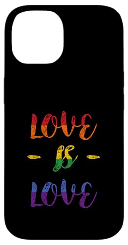 Hülle für iPhone 14 Love is Love Regenbogen-Flagge LGBTQ Pride schwarz von CJ Phone Cases