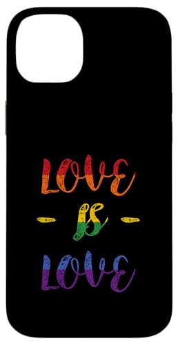 Hülle für iPhone 14 Plus Love is Love Regenbogen-Flagge LGBTQ Pride schwarz von CJ Phone Cases