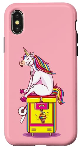 Hülle für iPhone X/XS Einhorn Pooping Ice Cream Pink von CJ Phone Cases