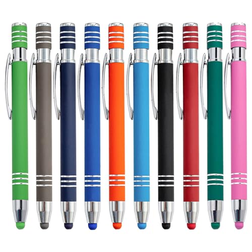 CJBIN 10 Stück Touch Pen Handy, 10 Farben Tablet Stift 2 in 1 Kugelschreiber mit Touchpen, Eingabestift Multifunktionaler, Stylus Pen für ipad, Tablet, Kindle, Notiz und Alle Smartphone von CJBIN