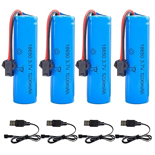 4 Stück Akku 18650 3.7v, CJBIN 1200mah Li-Ion Battery mit 4 SM-2P-Steckern und USB-Ladegerät, 3 7 Volt Akku 18650 Li-ion, Rechargable RC Akku, 18650 Akku für Boote, Panzer, Autos, RC Fahrzeuge 4 Stück Akku 18650 3.7v, CJBIN 1200mah Li-Ion Battery mit 4 SM-2P-Steckern und USB-Ladegerät, 3 7 Volt Akku 18650 Li-ion, Rechargable RC Akku, 18650 Akku für Boote, Panzer, Autos, RC Fahrzeuge von CJBIN