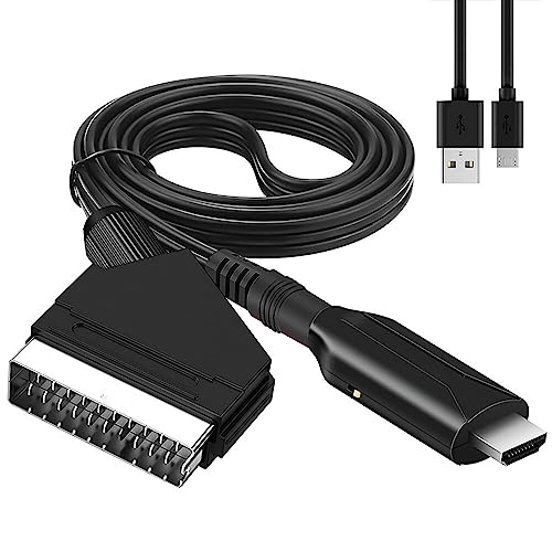 CJBIN SCART zu HDMI Kabel, Scart auf HDMI Konverter, SCART auf HDMI Adapter, Video Audio Wandler HD mit SCART-Eingangskabel & HDMI-Ausgangsanschluss, für HDTV STB VHS VCR PS3 Sky DVD Blu ray von CJBIN