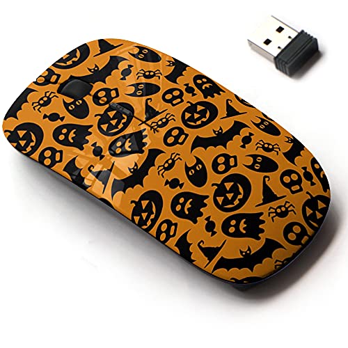 2,4 G kabellose Maus mit niedlichem Musterdesign für alle Laptops und Desktops mit Nano-Empfänger, Halloween-Kürbis-Grab von CJCBROES