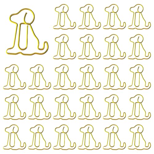 Mini-Büroklammern in Hundeform, kreative Tier-Lesezeichen, Büroklammern, niedliche Metall-Büroklammern, lustige Bürobedarf, Büroklammern für Büro, Schule, Zuhause, goldfarben, 100 Stück von CJKDXDH
