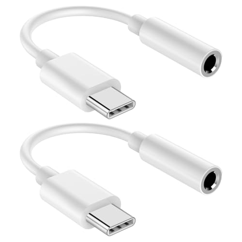 2er Pack Adapter USB C auf Klinke,Typ C zu AUX Audiokabel mit intelligenter DAC-Technologie für iPhone 15/16, Samsung Galaxy, Tablets und Laptops von CJMUQHEHH