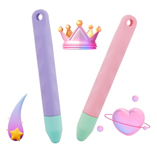 2er Set Violette und Rosa Stylus-Stifte für Kinder, Touchscreen Stifte,Tablet Stift für Alle Tablets, Kompatibel mit iPad, AmazonKids-Tablet und Allen Touchscreen-Geräten von CJMUQHEHH