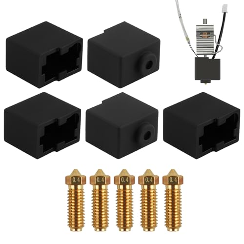 5 Stück 0,4 mm Nozzles and Silicone Base für Anycubic Kobra 3 Combo, 5 Messingdüsen und 5 Silikon-Socken Anycubic Kobra 3 Combo Zubehör, 3D Printer Parts, Barss Nozzle Set für Anycubic Kobra S1 Combo von CJMUQHEHH