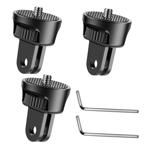 CJMUQHEHH 3 Stück Schwarz 1/4 Zoll Adapter für Action Kameras, 360 Grad drehbar, passend Halterung und Stativ Adapter für Flexible Aufnahmen von CJMUQHEHH
