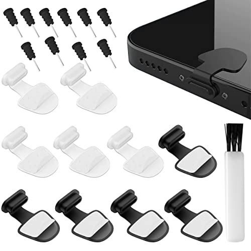 10 Stück USB Typ C Anti-Verlust-Staubstecker + 10 Anti-Staubschutz für 3,5 mm Kopfhörerbuchse+1 Bürste,Silikon-Anti-Staub-Plug-Port-Abdeckung Kappe Schutz Kompatibel mit Samsung Galaxy Ladeanschluss von CKANDAY