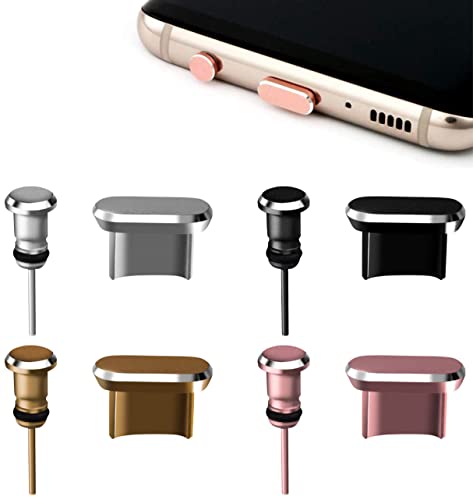 4 Stück Staubschutzstecker-Set kompatibel mit Micro-USB Tablets Allen Android-Geräten Ladeanschluss und 3,5-mm-Kopfhöreranschluss Metall-Anti-Staub-Gepäckkappen Kopfhörerbuchse mit einfacher von CKANDAY