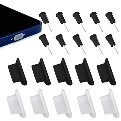 CKANDAY 10 Paar Staubschutzstecker Set Kompatibel mit iPhone 13, 12, 11, X, XS, XR, 8, 7, Plus, Pro, Max, Mini, iPad, Air Pods Ladeanschluss und Kopfhöreranschluss, Silikon Anti-Staub-Stecker Kappen von CKANDAY