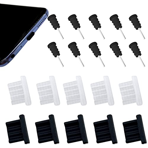 CKANDAY 10 Paar Staubschutzstecker Set kompatibel mit Micro-USB, Tablets und allen Android-Geräten, Ladeanschluss und 3,5 mm Kopfhöreranschluss, Silikon-Anti-Staub-Steckkappen, Trapez-Design von CKANDAY