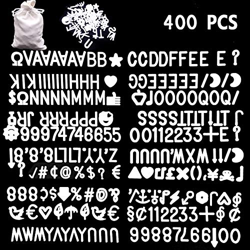CKANDAY 400 Zeichen Weißes Briefset für austauschbare Filzbretter, 3/4-Zoll-Briefe mit Stoffbeutel mit Zahlen, Symbolen und Buchstaben von CKANDAY