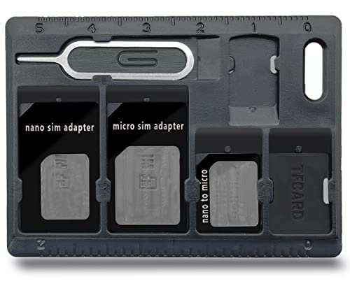 CKANDAY SIM-Kartenhalter mit Tray-Opener-Pins, Kartenspeicher-Tool-Set für Standard-Micro-Nano-Micro-SD-Speicherkarten, mit 3 Kartenadaptern und 1 Auswurf-Pins - Schwarz von CKANDAY