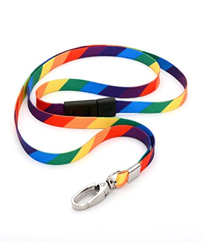 CKB LTD® 100x Breakaway RAINBOW Regenbogen Streifen Lanyards Neck Strap Band Halsband Metall-Klipp For ID Card Ausweiskartenhalter Neuheit Flippig Schlüsselband mit Sicherheitsverschluss Schlauchband von CKB LTD