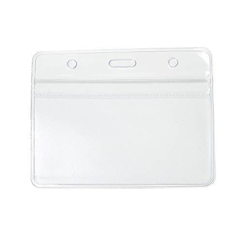 CKB LTD 50 Stück Ausweishüllen Transparent Kunststoff Ausweishalter Horizontale Weichplastik Abzeichen Kartenhüllen ID Kartenhalter Standard Größe 10 x 8 cm Einsatzgröße 9,8 x 6 cm von CKB LTD