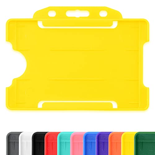 CKB LTD Ausweishüllen einseitig Hartplastik Ausweishalter starr, zum Einschieben, für Ausweise im Querformat, Kunststoff, für 86 mm / 54 mm CR80 Kreditkartengröße, Gelb, 100 Stück von CKB Ltd