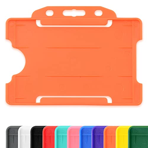 CKB LTD Ausweishüllen einseitig Hartplastik Ausweishalter starr, zum Einschieben, für Ausweise im Querformat, Kunststoff, für 86 mm / 54 mm CR80 Kreditkartengröße, Orange, 10 Stück von CKB Ltd