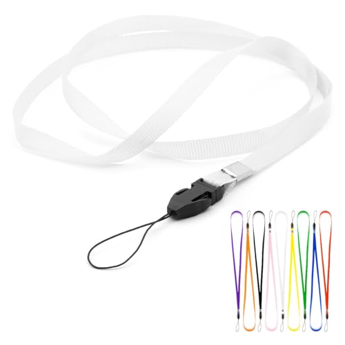 CKB LTD Weiß Schlüsselband Ausweiskartenhalter Umhängeband mit Abnehmbare Schlaufe Packung mit 50 Stk von CKB LTD