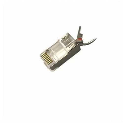 10 Stück Stecker RJ45 CAT7 CAT6A Netzwerkstecker Pass-Through-Steckverbinder Lan Stecker Verlegekabel with Vergoldeter Geschirmt mit Knickschutz und Einfädelhilfe for Volldraht und Standardkabel von CKDSA