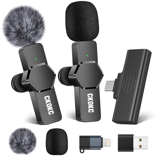 CKOKC Kabelloses Lavalier Mikrofon für iPhone - Android Computer, Mini Mikrofon für Live-Streaming, Videoaufnahmen, Interviews im Freien oder Innenbereich, YouTube, TikTok, Vlog von CKOKC