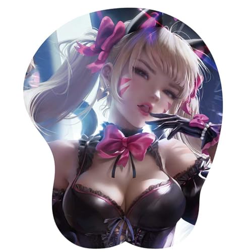 Anime D.Va 3D Mauspad mit Handgelenkauflage Gaming Mauspads Rutschfestes Mauspad 3D Mauspads 3D Ergonomisches Mauspad(Size:2) von CKWJMUBS