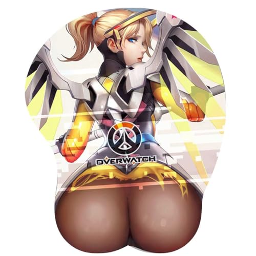 Anime Mercy 3D Mauspad mit Handgelenkauflage Gaming Mauspads Rutschfestes Mauspad 3D Mauspads 3D Ergonomisches Mauspad（C） von CKWJMUBS