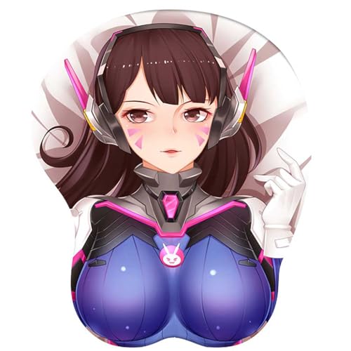 Anime D.Va 3D Mauspad mit Handgelenkauflage Gaming Mauspads Rutschfestes Mauspad 3D Mauspads 3D Ergonomisches Mauspad(Size:4) von CKWJMUBS