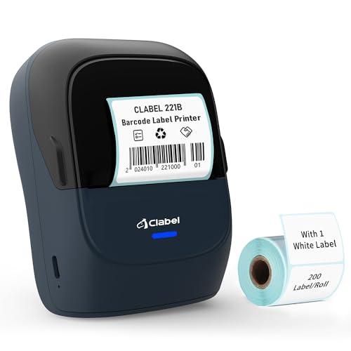 CLABEL Bluetooth Etikettendrucker Selbstklebend: 221B Mini Thermo Etikettiergerät Tragbar Barcode Beschriftungsgerät Selbstklebend Kompatibel mit iOS und Android für Adresse Zuhause Büro Preis(Blau) von CLABEL