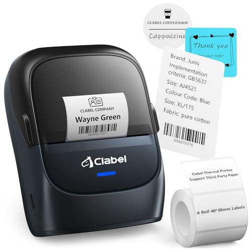 CLABEL Bluetooth Etikettendrucker Selbstklebend: 221B Mini Thermo Etikettiergerät Tragbar Barcode Beschriftungsgerät Selbstklebend Kompatibel mit iOS und Android für Adresse Zuhause Büro Preis(Blau) von CLABEL