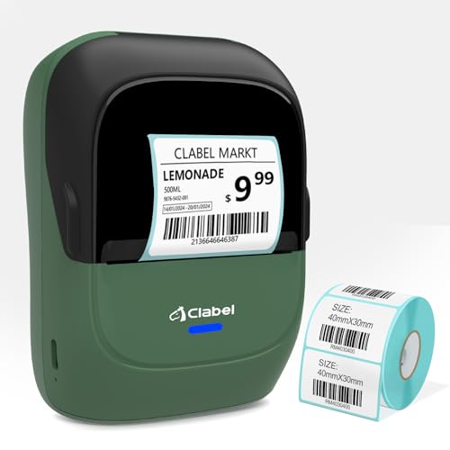CLABEL Bluetooth Etikettendrucker Selbstklebend: 221B Mini Thermo Etikettiergerät Tragbar Barcode Beschriftungsgerät Selbstklebend Kompatibel mit iOS und Android für Adresse Zuhause Büro Preis Grün CLABEL Bluetooth Etikettendrucker Selbstklebend: 221B Mini Thermo Etikettiergerät Tragbar Barcode Beschriftungsgerät Selbstklebend Kompatibel mit iOS und Android für Adresse Zuhause Büro Preis Grün von CLABEL