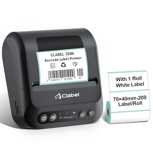 CLABEL Etikettendrucker Bluetooth Selbstklebend, 320B 3 Zoll Thermo Tragbarer Etikettiergerät Barcode Beschriftungsgerät Kompatibel mit iOS Android PC Label Printer für Zuhause Einzelhandel Büro CLABEL Etikettendrucker Bluetooth Selbstklebend, 320B 3 Zoll Thermo Tragbarer Etikettiergerät Barcode Beschriftungsgerät Kompatibel mit iOS Android PC Label Printer für Zuhause Einzelhandel Büro von CLABEL