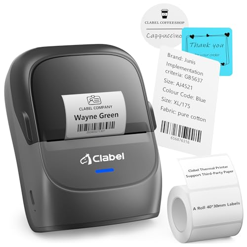 CLABEL Etikettendrucker Selbstklebend Bluetooth 221B Mini Thermo Etikettiergerät Tragbar Beschriftungsgerät Selbstklebend Kompatibel mit Handy & PC Label Printer für Barcode Einzelhandel Büro Grau CLABEL Etikettendrucker Selbstklebend Bluetooth 221B Mini Thermo Etikettiergerät Tragbar Beschriftungsgerät Selbstklebend Kompatibel mit Handy & PC Label Printer für Barcode Einzelhandel Büro Grau von CLABEL