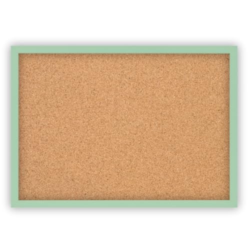 Clamaro 'Memo' Pinnwand Kork 100 x 40 mit Rahmen | Salbei Pastell | Korkwand mit MDF-Holz Bilderrahmen und Metall Aufhängern (Qerformat & Hochformat) | Inkl. 10 Reißzwecken von CLAMARO