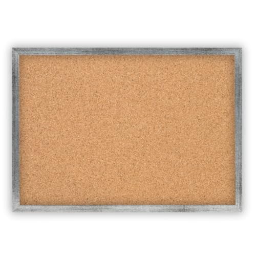 Clamaro 'Memo' Pinnwand Kork 100 x 50 mit Rahmen | Silber gebürstet | Korkwand mit MDF-Holz Bilderrahmen und Metall Aufhängern (Qerformat & Hochformat) | Inkl. 10 Reißzwecken von CLAMARO